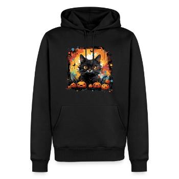 Halloween Pumpkin Cat - Little Cute Monsters - Men’s Premium Organic Hoodie - black - Front - Nico (187cm)