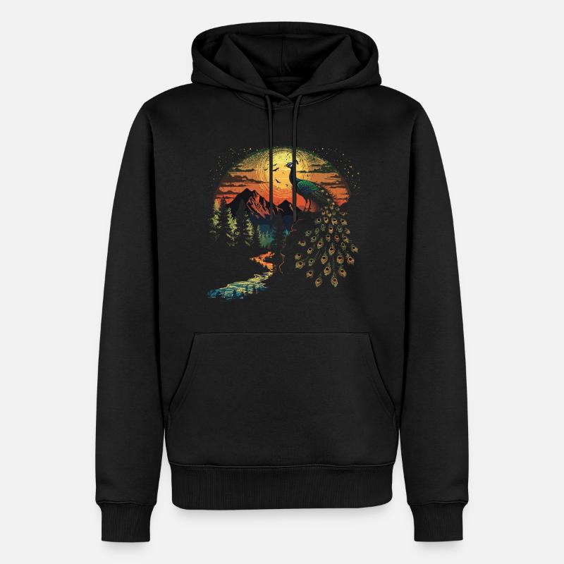 Faisan oiseau paon - Sweat à capuche Premium bio Homme - noir