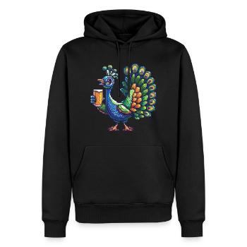 Bière Peacock Bird Pixel - Sweat à capuche Premium bio Homme - noir - Devant - Nico (187cm)