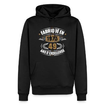 Fabriqué en 1973, 49 ans d'excellence - Sweat à capuche Premium bio Homme - noir - Devant - Nico (187cm)