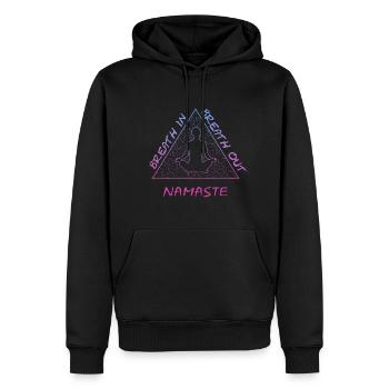 Namaste, Breath in, Breath out - Männer Premium Bio Hoodie - Schwarz - Vorne - Nico (187cm)