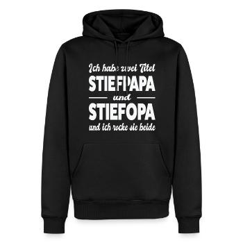 Stiefpapa Stiefopa Bonus Papa Geschenk - Männer Premium Bio Hoodie - Schwarz - Vorne - Nico (187cm)