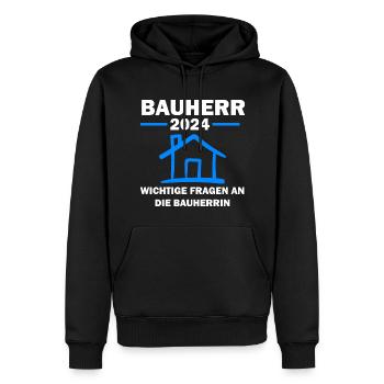 Bauherr 2024 Hausbau Baubeginn Geschenk - Männer Premium Bio Hoodie - Schwarz - Vorne - Nico (187cm)
