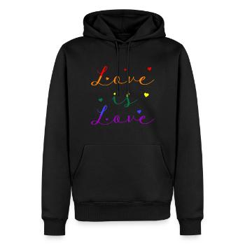 Love is Love, LGBT, Gay, CSD - Männer Premium Bio Hoodie - Schwarz - Vorne - Nico (187cm)