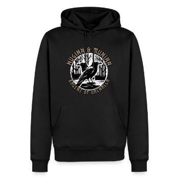 Walhalla Wikinger Raben Symbol - Huginn & Muninn - Männer Premium Bio Hoodie - Schwarz - Vorne - Nico (187cm)