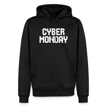 Cyber Monday - Männer Premium Bio Hoodie - Schwarz - Vorne - Nico (187cm)