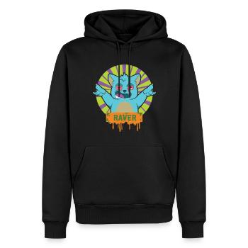 RAVER Katze - Männer Premium Bio Hoodie - Schwarz - Vorne - Nico (187cm)