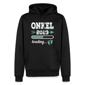 Onkel 2023 Loading - Männer Premium Bio Hoodie - Schwarz - Vorne - Nico (187cm)