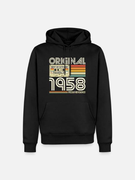 October 1958 Retro Vintage Birthday Gift - Men’s Premium Organic Hoodie - black