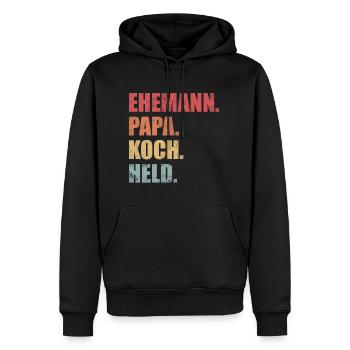 Ehemann Papa Koch Held Kochen Vatertag Vintage - Männer Premium Bio Hoodie - Schwarz - Vorne - Nico (187cm)