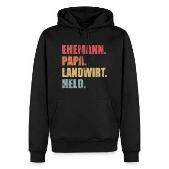Ehemann Papa Landwirt Held Landwirtschaft Vintage - Männer Premium Bio Hoodie - Schwarz - Vorne - Nico (187cm)