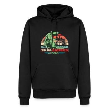 Papasaurus Fête des Pères Dinosaure T-Rex Idée Cadeau - Sweat à capuche Premium bio Homme - noir - Devant - Nico (187cm)