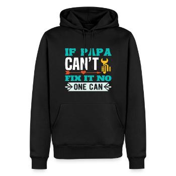 Si ce n’est pas papa peut réparer - Personne ne peut - Sweat à capuche Premium bio Homme - noir - Devant - Nico (187cm)