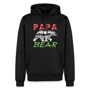 Papa Bear Fête des Pères - Fête des Pères - Sweat à capuche Premium bio Homme - noir - Devant - Nico (187cm)