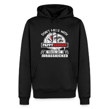 Papasaurus - père, père, fête des pères, cadeau, famille - Sweat à capuche Premium bio Homme - noir - Devant - Nico (187cm)