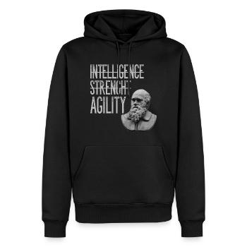 Charles Darwin Agility Agilität Anpassungsfähig - Männer Premium Bio Hoodie - Schwarz - Vorne - Nico (187cm)