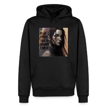 Don t wish for it work for it - Men’s Premium Organic Hoodie - black - Front - Nico (187cm)