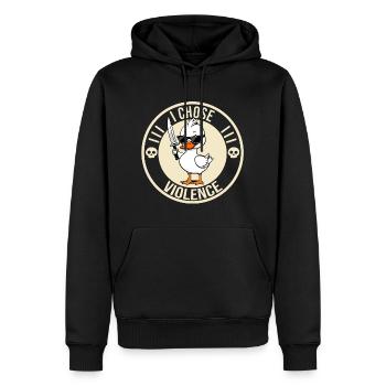 I Choose Violence Funny Cute Duck Holding Knife - Men’s Premium Organic Hoodie - black - Front - Nico (187cm)
