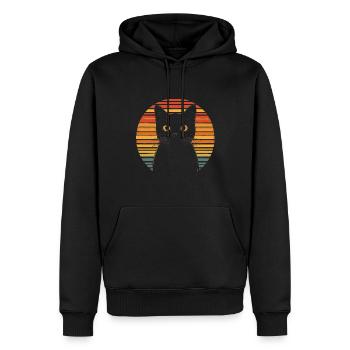 Chat Noir Vintage Coucher de soleil - Sweat à capuche Premium bio Homme - noir - Devant - Nico (187cm)
