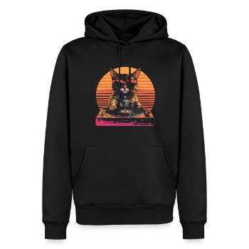 Cat Lunettes de soleil Vinyle Vintage Disque Vinyle Platine - Sweat à capuche Premium bio Homme - noir - Devant - Nico (187cm)