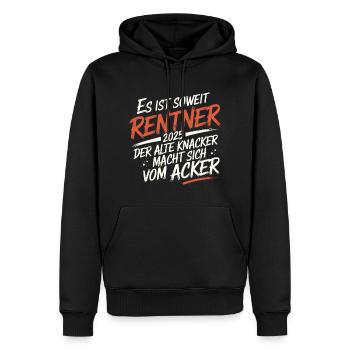RENTNER 2025 DER ALTE KNACKER MACHT SICH VOM ACKER - Männer Premium Bio Hoodie - Schwarz - Vorne - Nico (187cm)