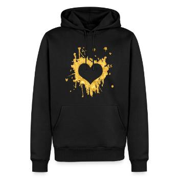 le coeur éclabousse l'or - Sweat à capuche Premium bio Homme - noir - Devant - Nico (187cm)