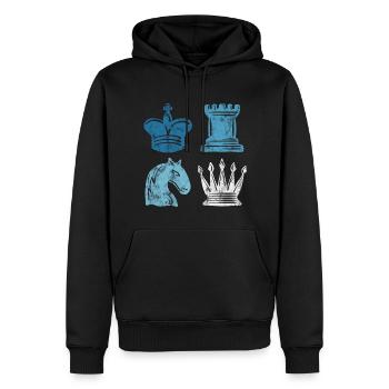 Joueur d’échecs rétro d’échecs Checkmate Pièce d’échecs - Sweat à capuche Premium bio Homme - noir - Devant - Nico (187cm)