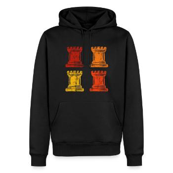 Retro Schach Schachspieler Schachmatt Schachfigur - Männer Premium Bio Hoodie - Schwarz - Vorne - Nico (187cm)