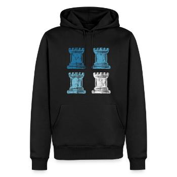 Retro Schach Schachspieler Schachmatt Schachfigur - Männer Premium Bio Hoodie - Schwarz - Vorne - Nico (187cm)