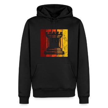 Retro Schach Schachspieler Schachmatt Schachfigur - Männer Premium Bio Hoodie - Schwarz - Vorne - Nico (187cm)