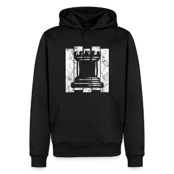 Joueur d'échecs d'échecs rétro pièce d'échecs échec et mat - Sweat à capuche Premium bio Homme - noir - Devant - Nico (187cm)