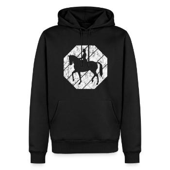 Dressage Cavalier de dressage Cheval d’équitation - Sweat à capuche Premium bio Homme - noir - Devant - Nico (187cm)