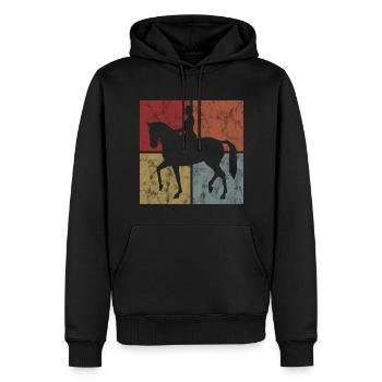 Dressage Cavalier de dressage Cheval d’équitation - Sweat à capuche Premium bio Homme - noir - Devant - Nico (187cm)