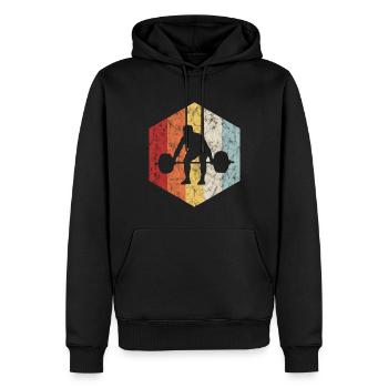 Musculation Bodybuilder GYM Fitnessstudio Retro - Sweat à capuche Premium bio Homme - noir - Devant - Nico (187cm)