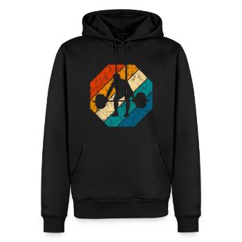 Bodybuilding Bodybuilder GYM Fitnessstudio Retro - Men’s Premium Organic Hoodie - black - Front - Nico (187cm)