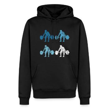 Musculation Bodybuilder GYM Fitnessstudio Retro - Sweat à capuche Premium bio Homme - noir - Devant - Nico (187cm)