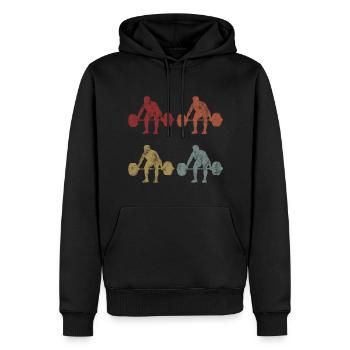 Musculation Bodybuilder GYM Fitnessstudio Retro - Sweat à capuche Premium bio Homme - noir - Devant - Nico (187cm)