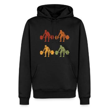 Musculation Musculation GYM Fitnessstudio Retro - Sweat à capuche Premium bio Homme - noir - Devant - Nico (187cm)