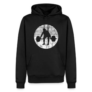Musculation Bodybuilder GYM Fitnessstudio Retro - Sweat à capuche Premium bio Homme - noir - Devant - Nico (187cm)