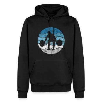 Musculation Musculation GYM Fitnessstudio Retro - Sweat à capuche Premium bio Homme - noir - Devant - Nico (187cm)
