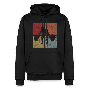Musculation Bodybuilder GYM Fitnessstudio Retro - Sweat à capuche Premium bio Homme - noir - Devant - Nico (187cm)