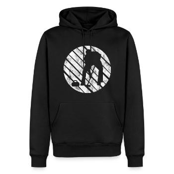 Eis Curling Curler Eisstockschießen Retro Geschenk - Männer Premium Bio Hoodie - Schwarz - Vorne - Nico (187cm)