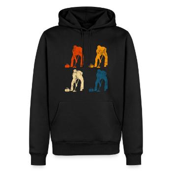 Eis Curling Curler Eisstockschießen Retro Geschenk - Männer Premium Bio Hoodie - Schwarz - Vorne - Nico (187cm)