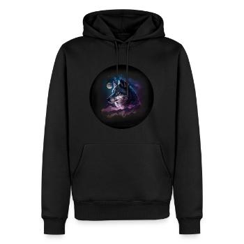 Mystic Wolf - Men’s Premium Organic Hoodie - black - Front - Nico (187cm)