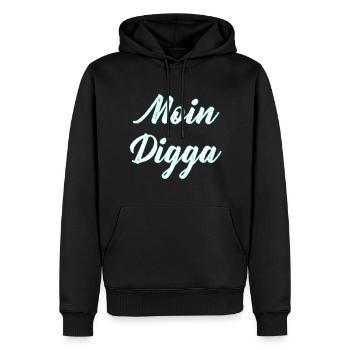 Moin Digga - Männer Premium Bio Hoodie - Schwarz - Vorne - Nico (187cm)