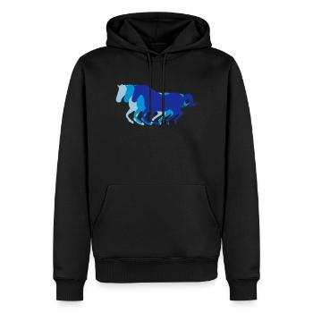 Drei Pferde im Galopp - Männer Premium Bio Hoodie - Schwarz - Vorne - Nico (187cm)