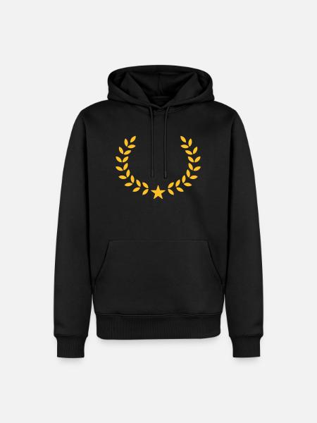 Siegerkranz Dein Text Stern Sieger Gewinner Kranz - Männer Premium Bio Hoodie - Schwarz