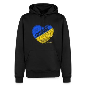 Drapeau de l’Ukraine - Priez pour l’Ukraine - Viva Ukraine - Sweat à capuche Premium bio Homme - noir - Devant - Nico (187cm)