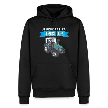 Tracteur agricole Humour Homme Enfant - Sweat à capuche Premium bio Homme - noir - Devant - Nico (187cm)