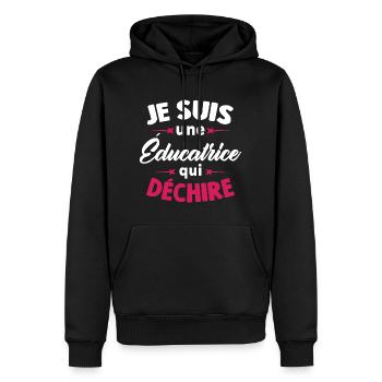 Je suis une éducatrice qui déchire - Sweat à capuche Premium bio Homme - noir - Devant - Nico (187cm)